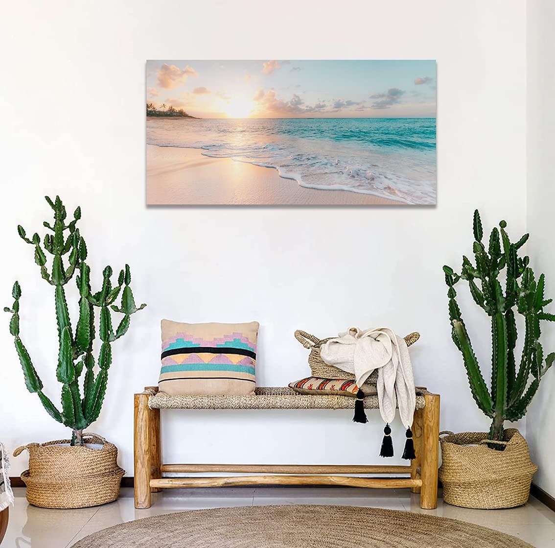  アートパネル 海の絵 絵画 海 ハワイ ポスター 風景画 壁掛け 室内装飾 木枠付きの完成品 30 x 60 cm 1 Pcs その他 文房具 事務用品