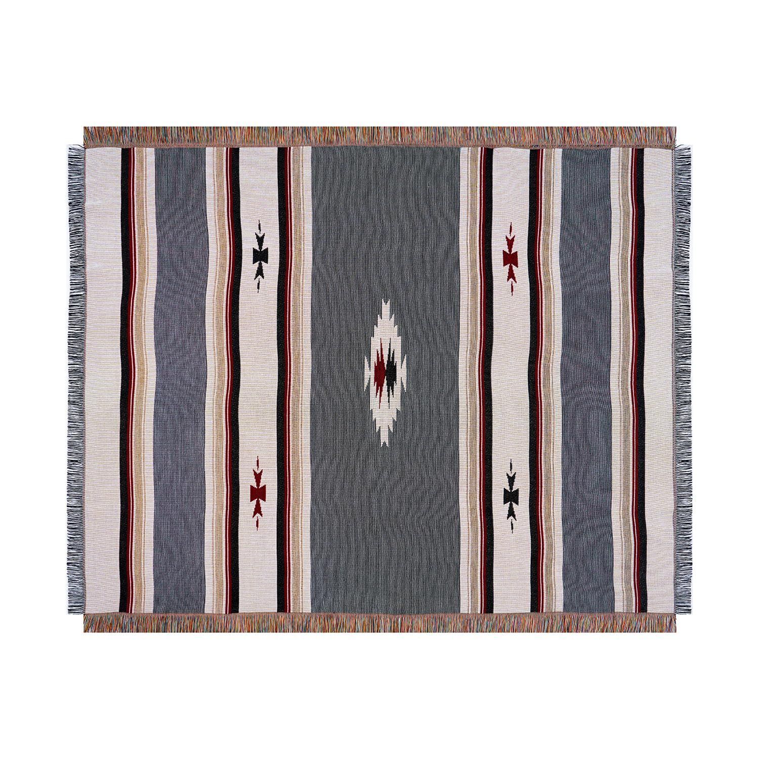 キャンプアウトドアグレイ130 X 160 cm…… オルテガ柄 ネイティブ柄 Forestキャンプブランケットピクニック Peel