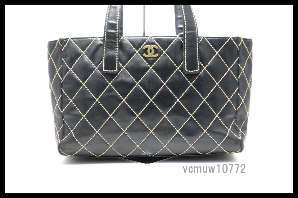 CHANEL 8番台 ワイルドステッチ レザー トートバッグ シャネル 1218 qa 7035781