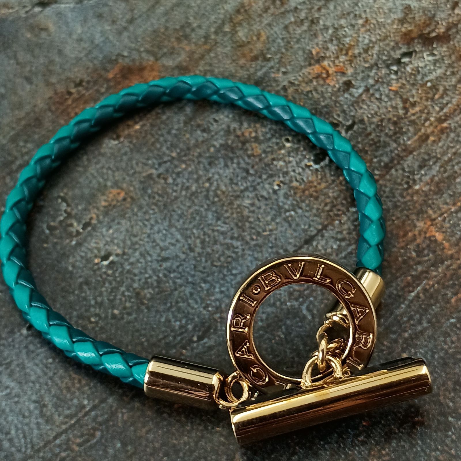 BVLGARI ブルガリ ターコイズ バングル ブレスレット メンズ レディース グリーン ゴールド