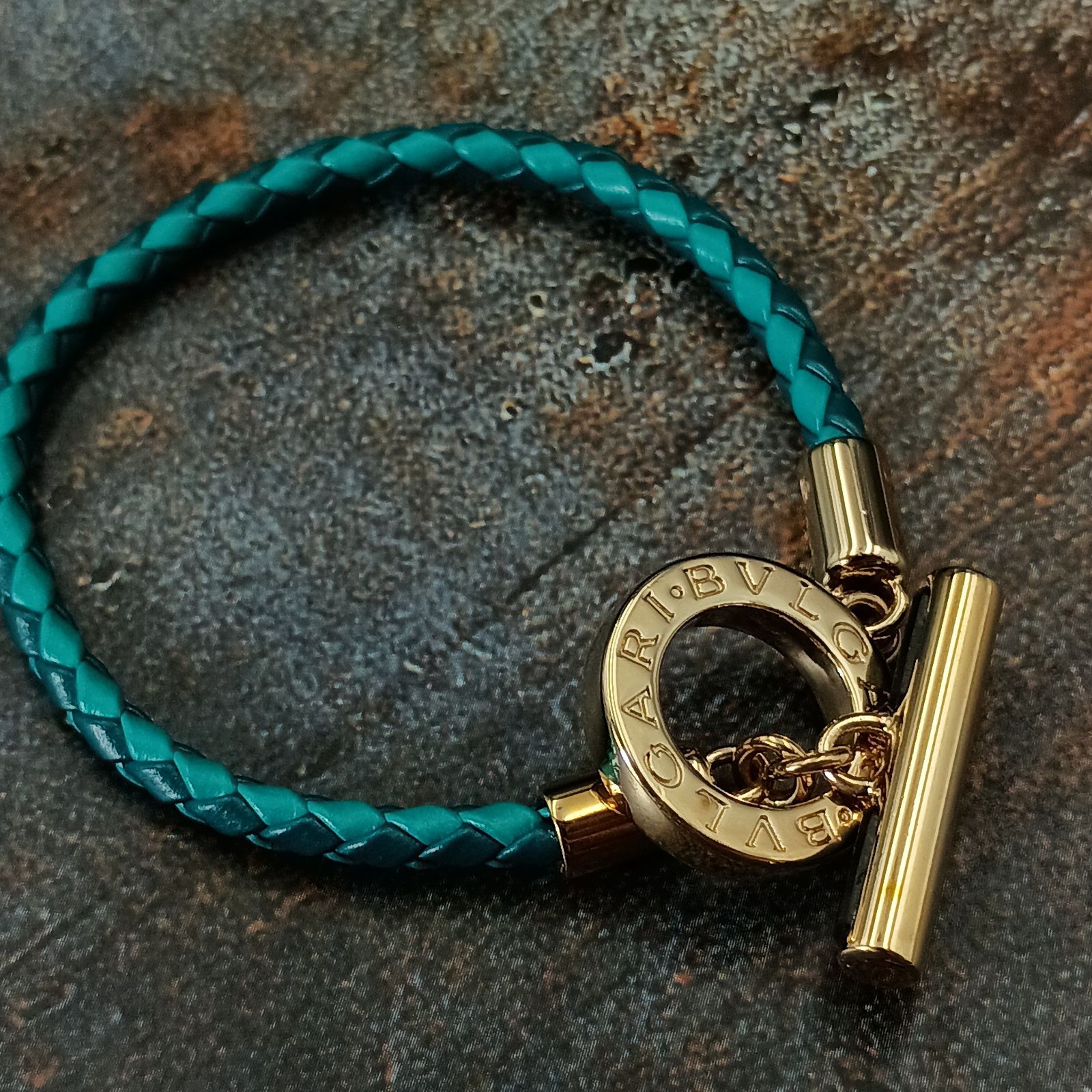 BVLGARI ブルガリ ターコイズ バングル ブレスレット メンズ レディース グリーン ゴールド