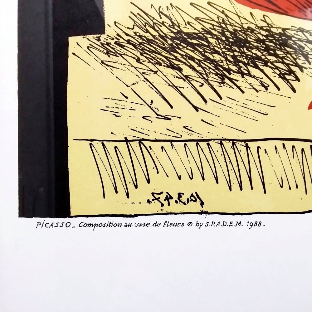 パブロ・ピカソ ムルロー工房 「花瓶の構図」 リトグラフポスター 額装済 パブロ・ピカソ 花瓶のあるコンポジション 1988年 リトグラフポスター