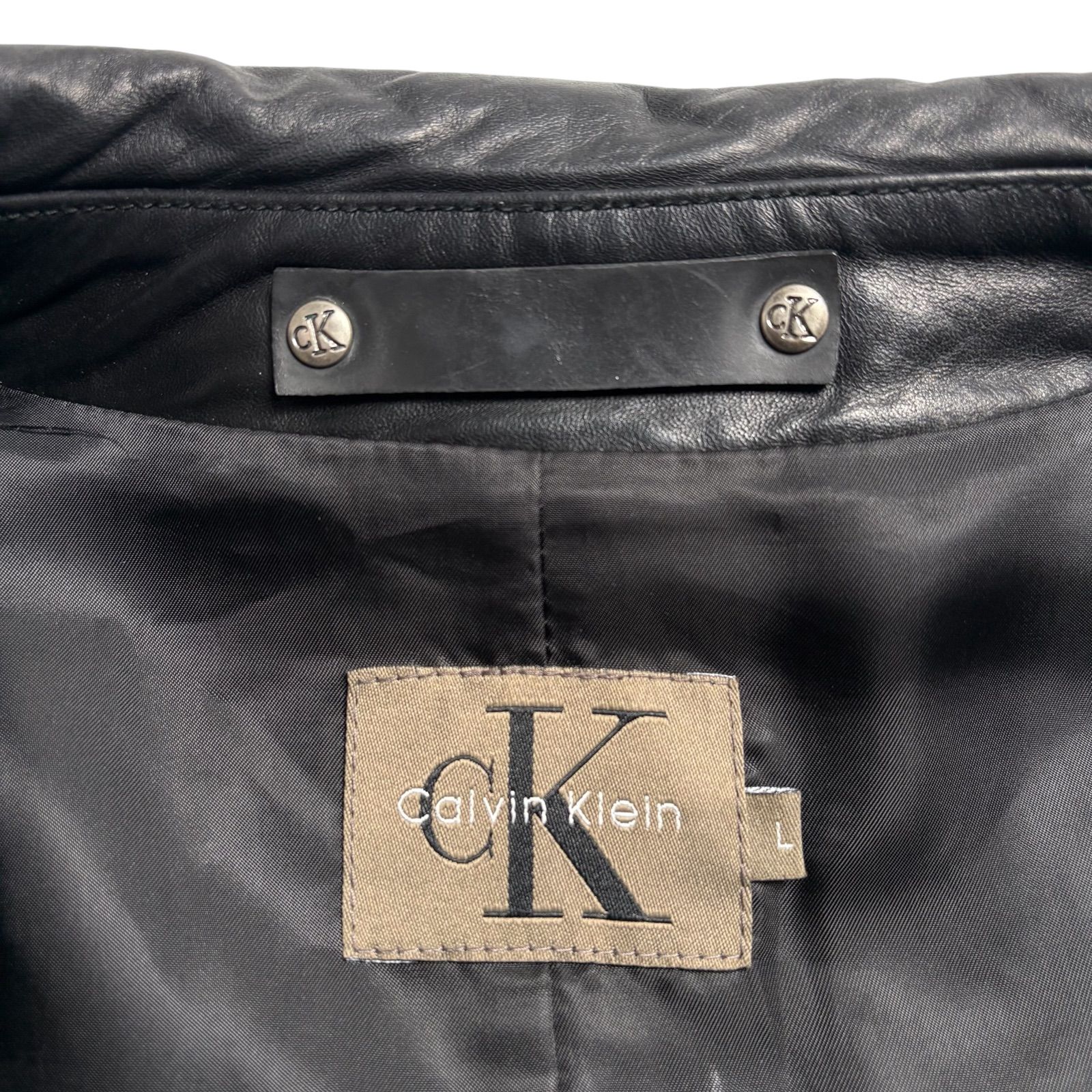 馬革】Calvin Klein レザージャケット 黒 L 本革 コート - メルカリ