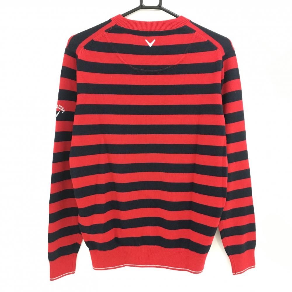 キャロウェイ セーター レッド×黒 ボーダー リス ウール混 ニット
