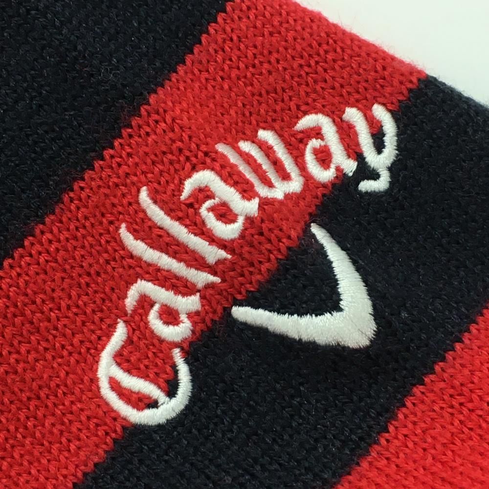 キャロウェイ セーター レッド×黒 ボーダー リス ウール混 ニット