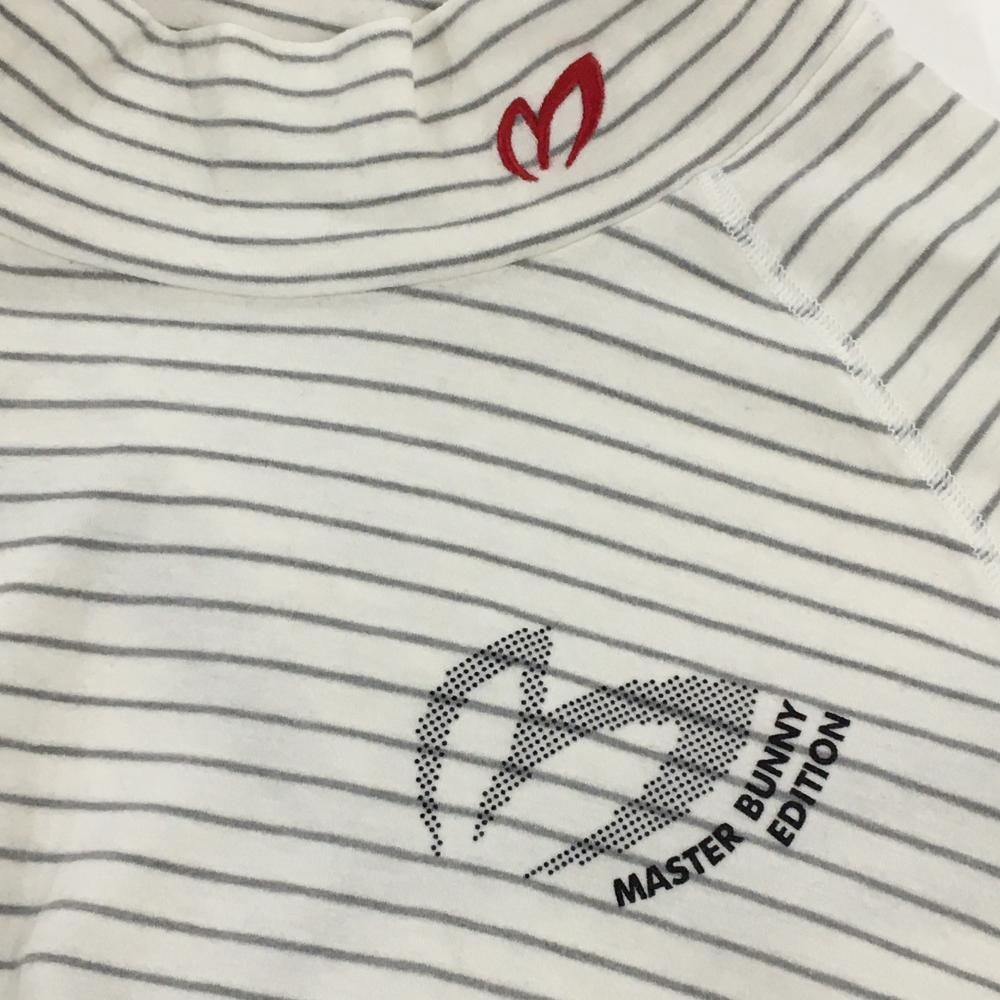 美品】マスターバニー 長袖ハイネックシャツ 白×グレー ボーダー 起毛
