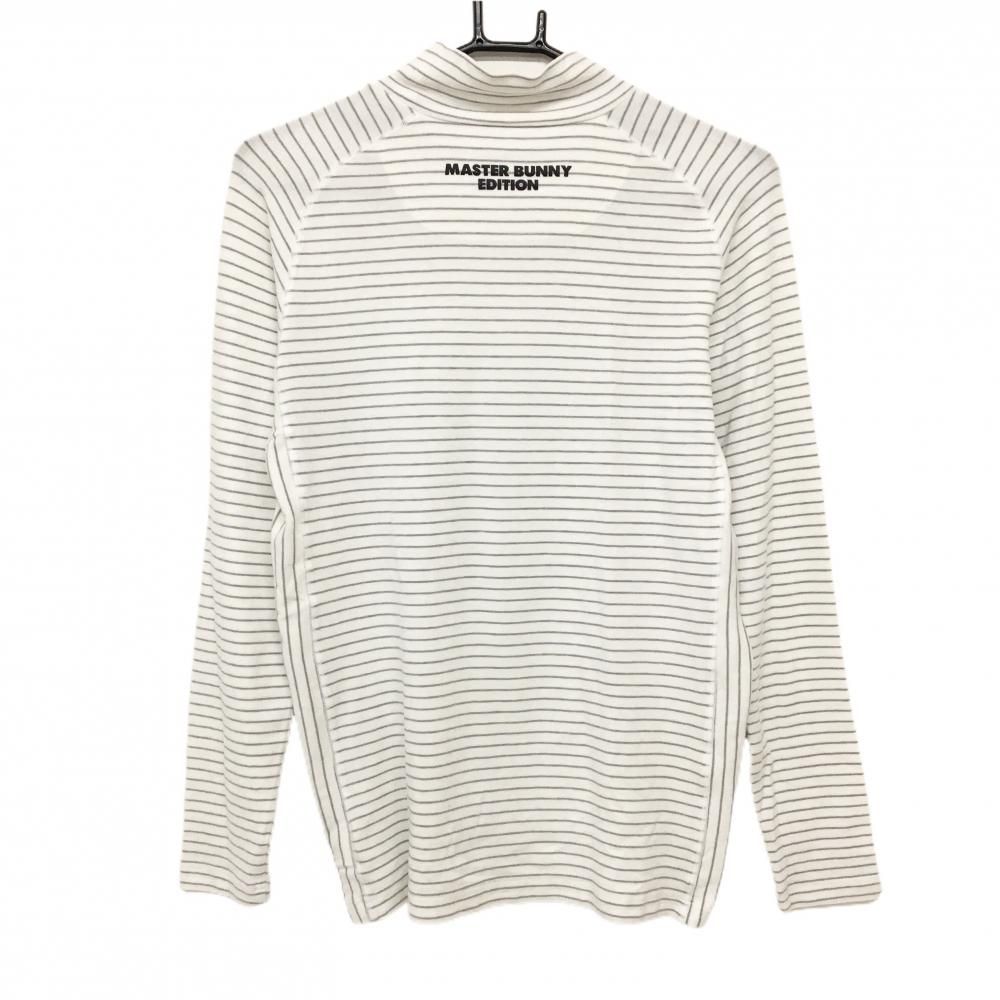 美品】マスターバニー 長袖ハイネックシャツ 白×グレー ボーダー 起毛