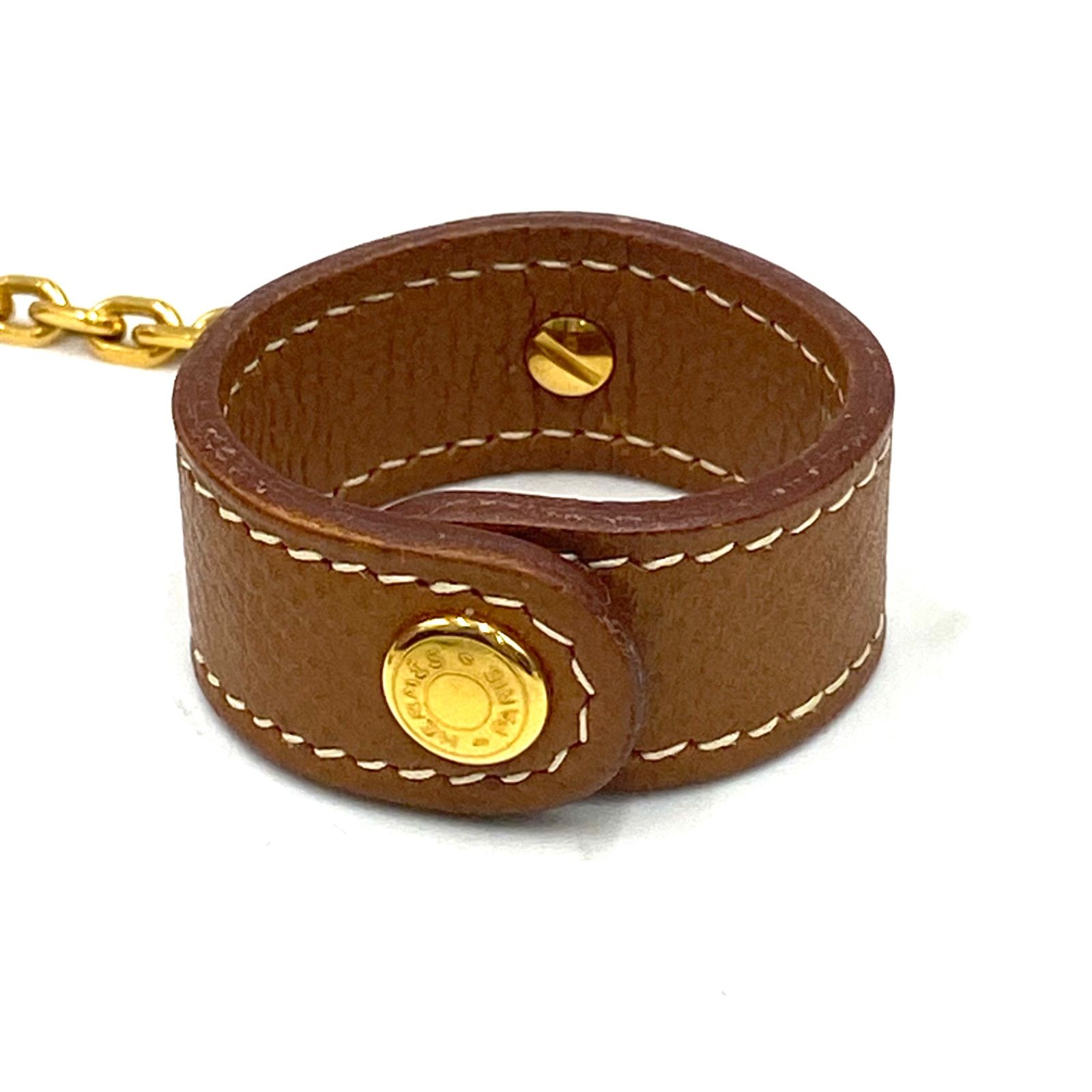 HERMES エルメス グローブホルダー バッグチャーム キーホルダー アクセサリー レザー ブラウン系