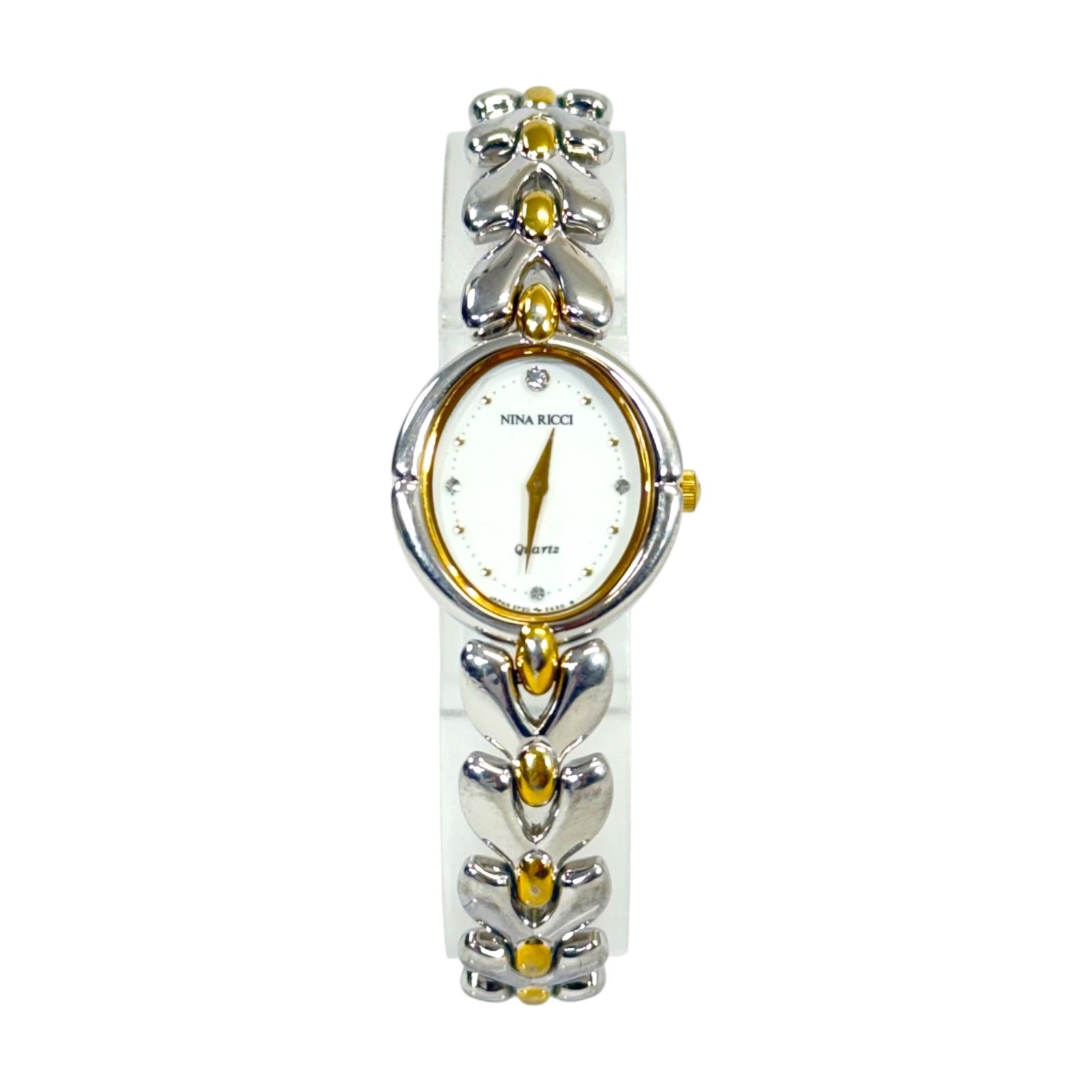 稼働品】NINA RICCI ニナ リッチ 1Pダイヤ QZ クォーツ 腕時計 2P20