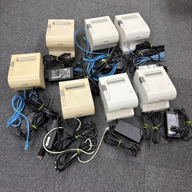 E 103 EPSON TM-T 88 VとTM-T VI ７台セット 通電のみ 済み サーマルレシートプリンタ ACアダプタ付き エプソン