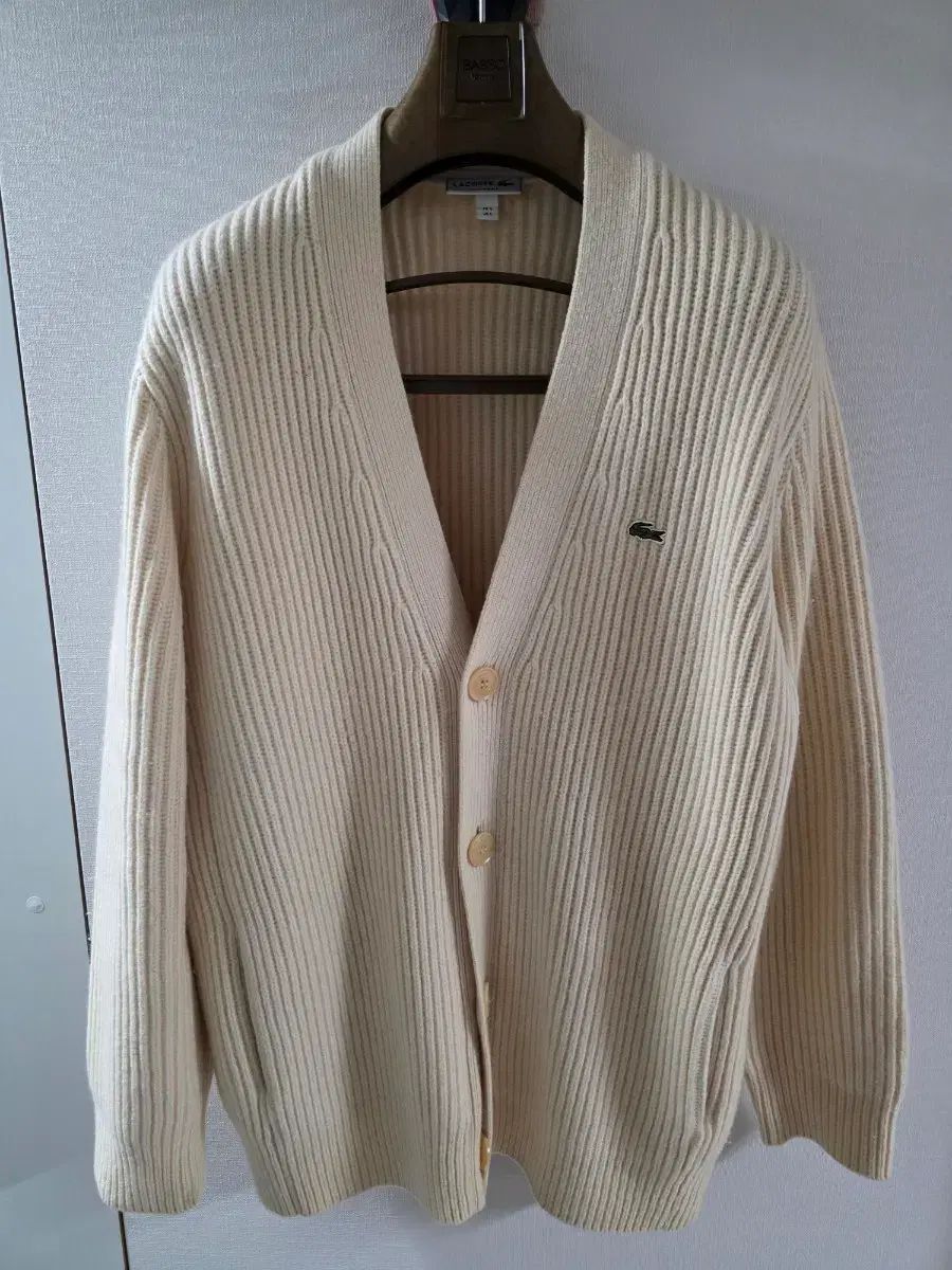 ラコステ カシミア ハチ リブ編み ニット カーディガン