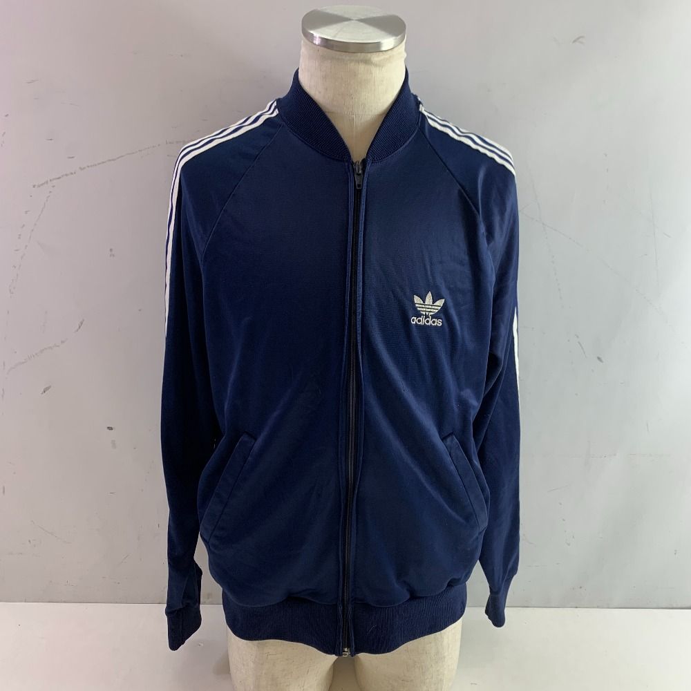04 w 5681▽ Vintage 70 s 古着 Made in USA adidas ATPトラックジャケット フルジップジャージ アディダス アメリカ製 ネイビー Mサイズ