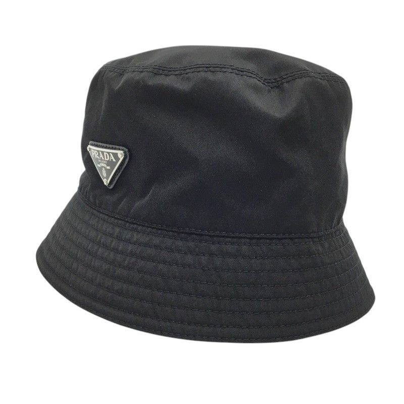 PRADA プラダ ナイロン バケットハット 帽子 ファッション小物 2 HC 137 ブラック Lサイズ 59 cm 品 AB 質屋 か ｎ