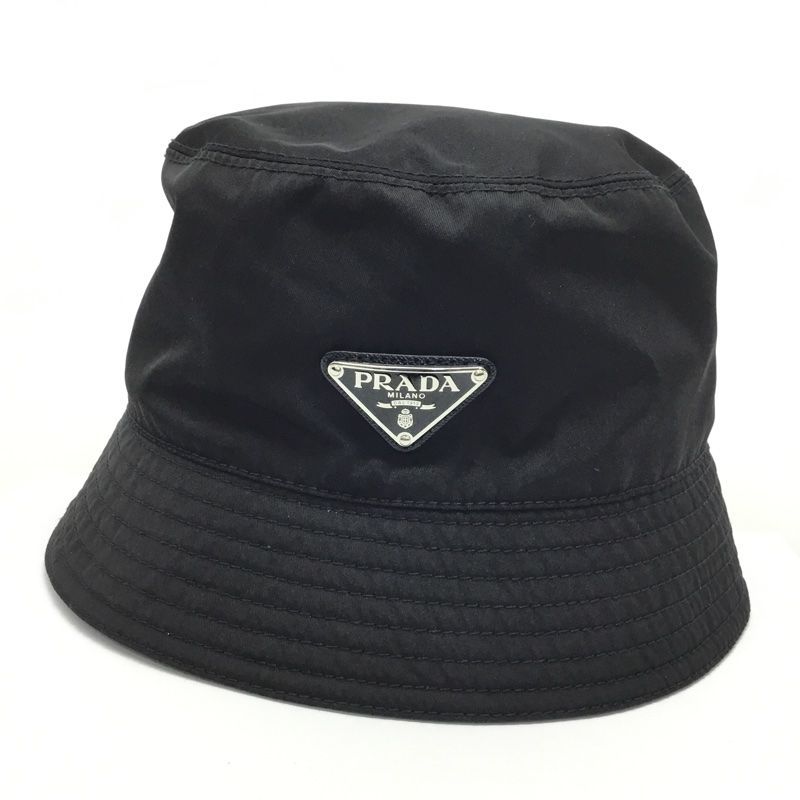 PRADA プラダ ナイロン バケットハット 帽子 ファッション小物 2 HC 137 ブラック Lサイズ 59 cm 品 AB 質屋 か ｎ