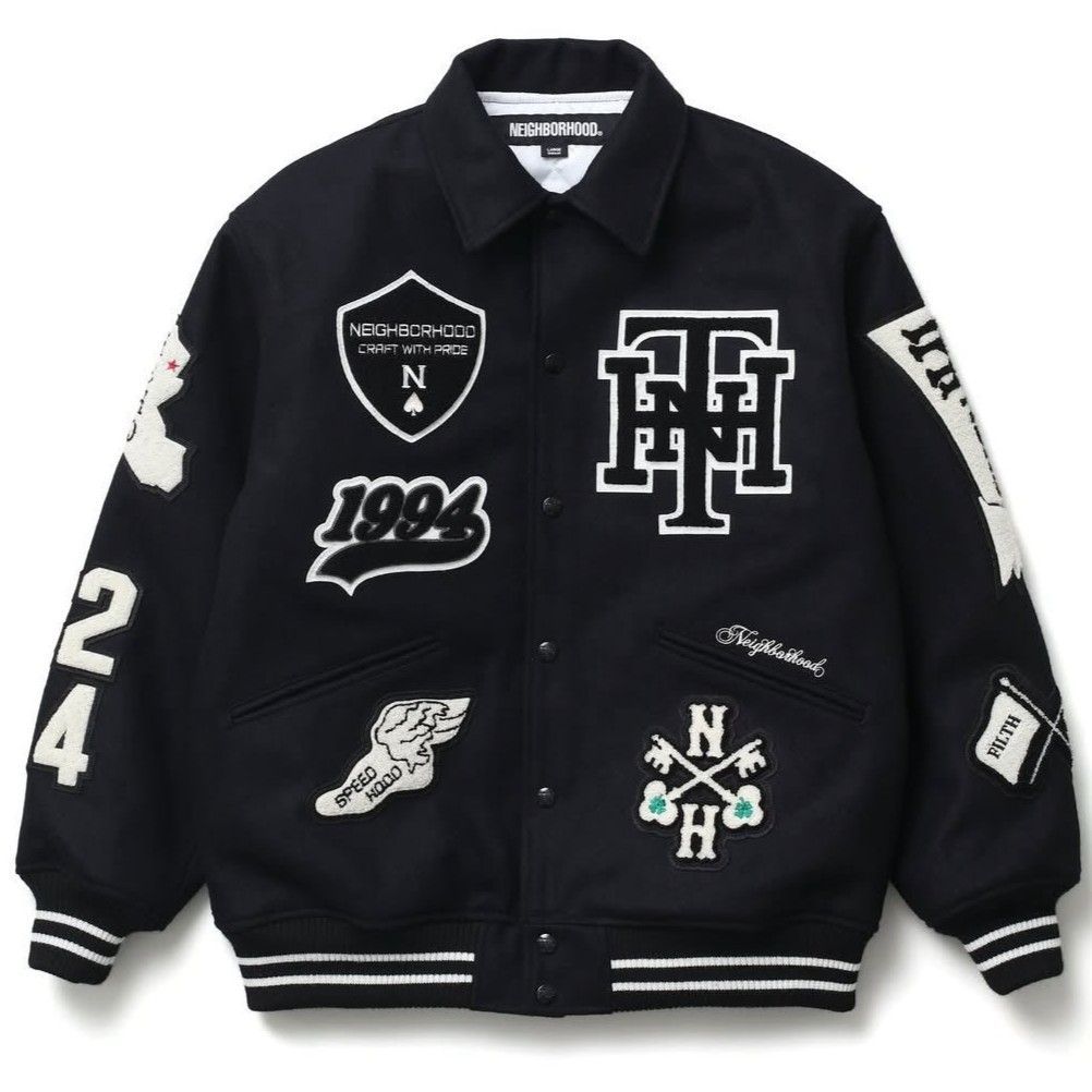 NEIGHBORHOOD STADIUM JACKET-XLオールメルトン NEIGHBORHOOD｜ネイバーフッド STADIUM JACKET オールメルトン