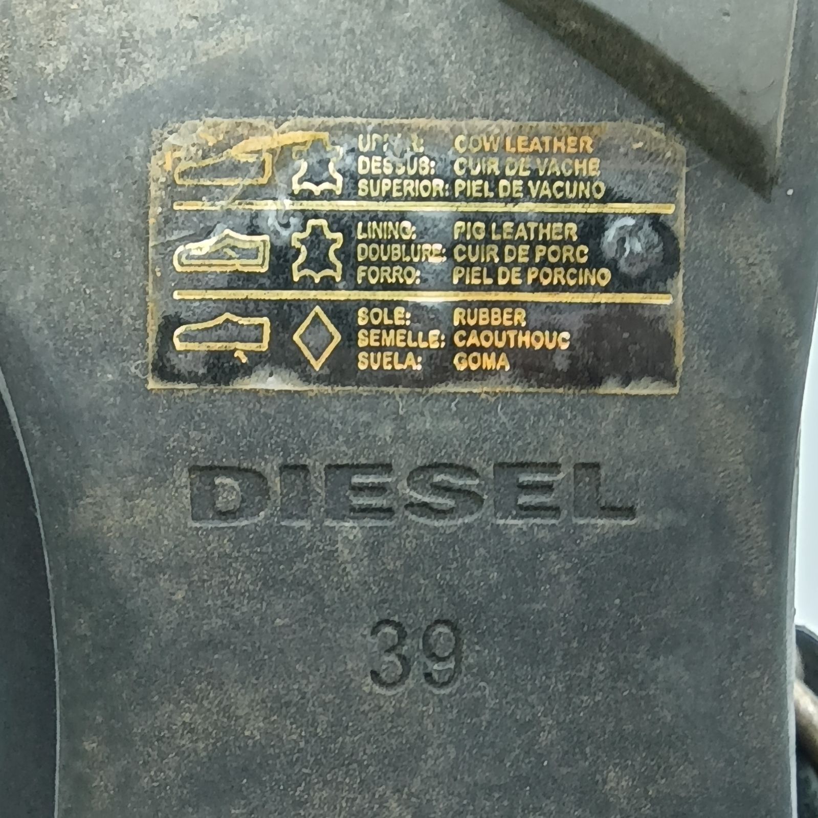  DIESEL ディーゼル ブラックレザー エンジニアブーツ EU 39 ブラック メンズ E-1-3 エンジニアブーツ ブーツ 革靴