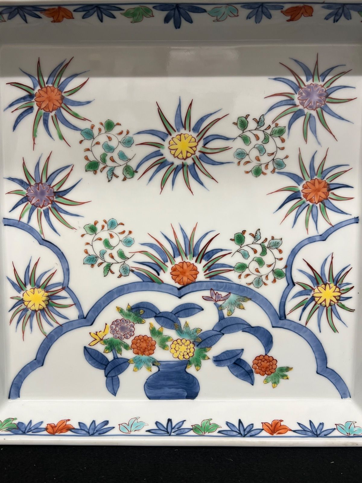 角皿 大皿 盛り付け皿 お皿 陶器 陶芸 花柄 華柄