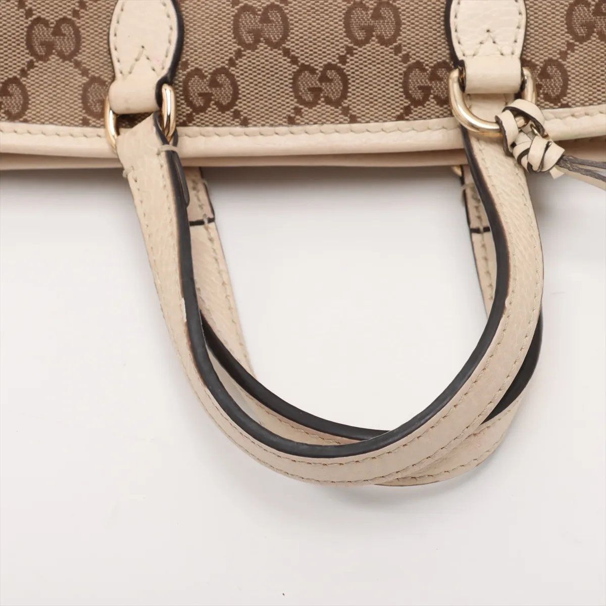 美品 グッチ GGキャンバス 449241 レザー 2WAY ショルダーバッグ 斜め