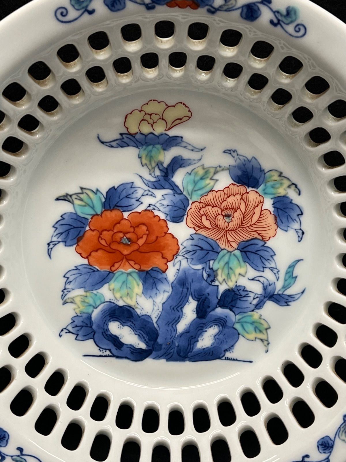 鍋島| 和泉作 有田焼 菓子鉢 牡丹 大皿 菓子器 骨董品