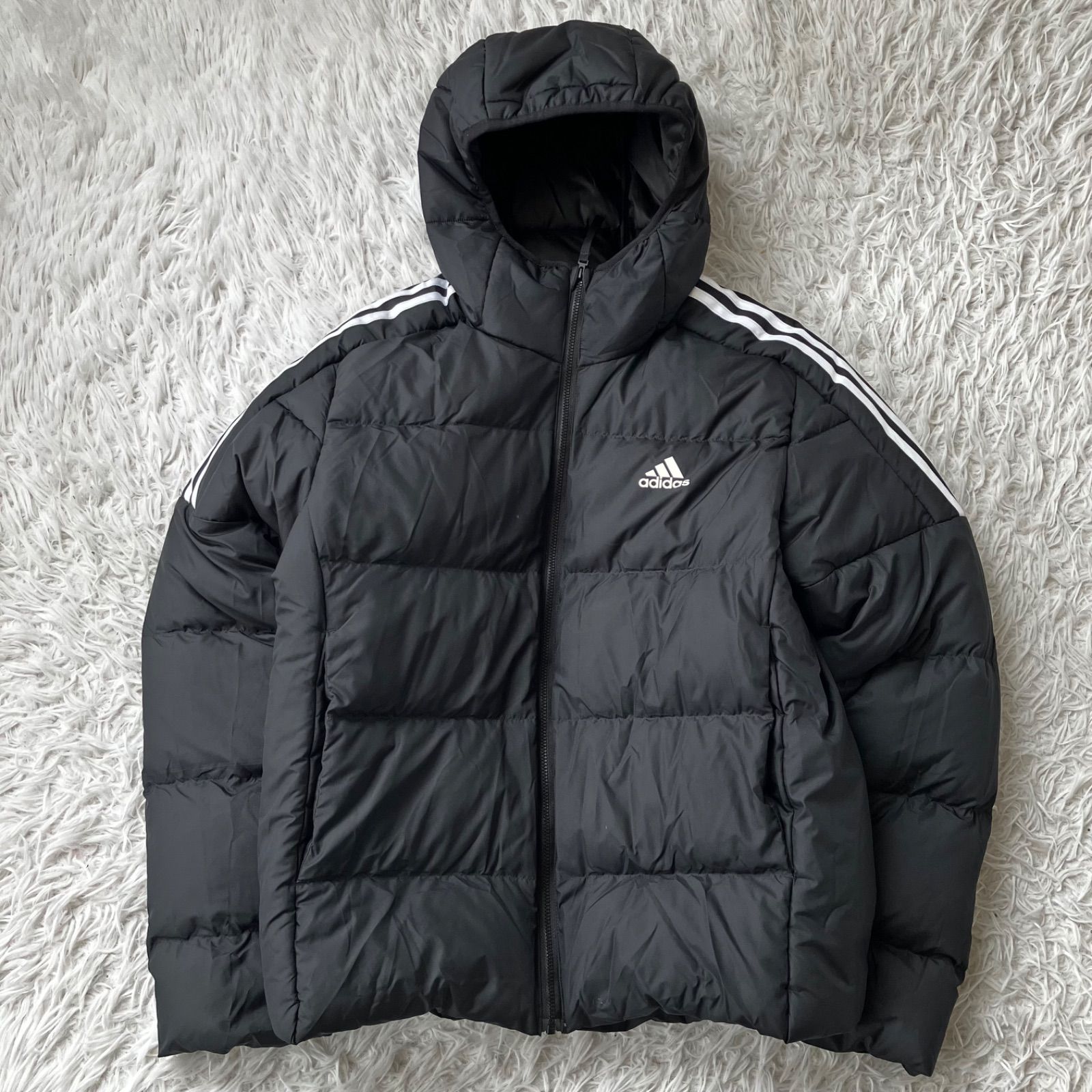 (未使用)アディダス adidas フェザー ダウンジャケットMサイズ ブラック アディダス adidas ダウンジャケット ダウン80 三本ライン入り