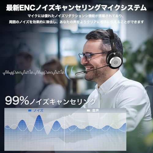 Wantek 882 BTC ワイヤレス Bluetooth ヘッドセット 両耳 充電スタンド付き ノイズキャンセリングマイク搭載 45時間連続使用 ミュートボタン 270度回転 音量調整 業務用 コールセンター テレワーク Web会議 e 38582 b 4