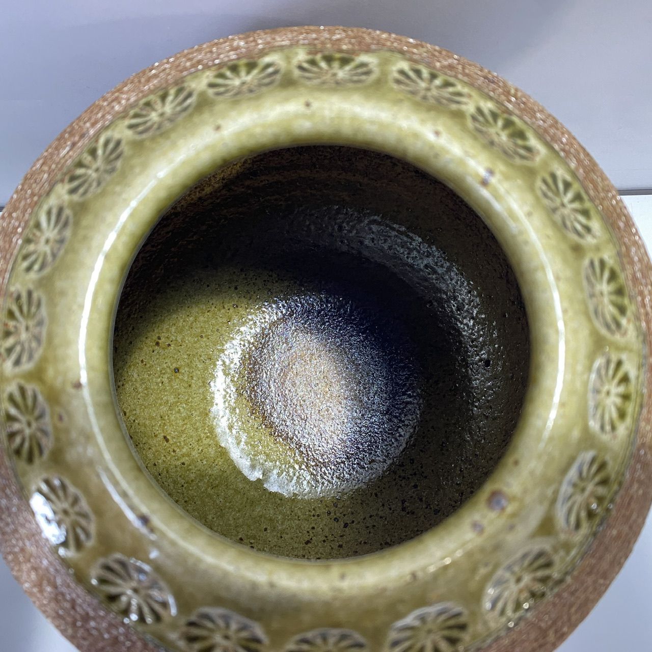 信楽窯 花瓶 花びん 三彩作 信楽焼 花器 花入 [管理No.：K11670_D4_80