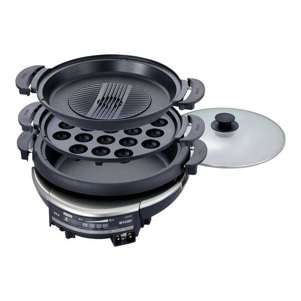 グリル鍋 |たこ焼き|蒸し器|直火OK|メタリックブラウン タイガー CQD-B 301 TH