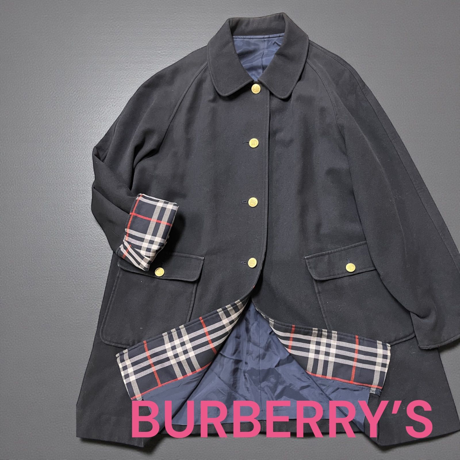 BURBERRY'S ロングコート 160A キッズ ネイビー 裏地ノバチェック柄