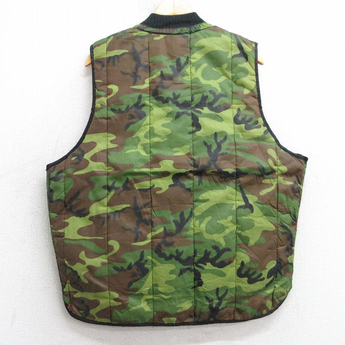 L/古着 ベスト メンズ 80年代 80s リバーシブル 濃緑他 迷彩 25nov15