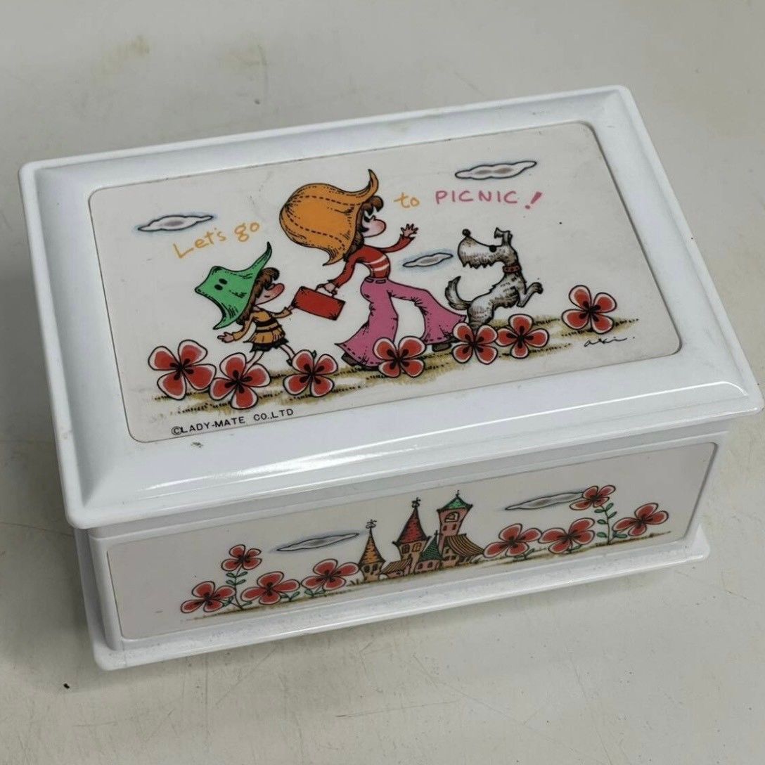 ○水森亜土 昭和レトロ バレリーナ 鏡付き オルゴール 曲名 雨に濡れて