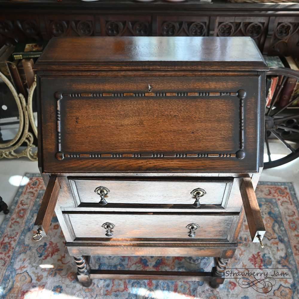 L3710-89 英国アンティーク オーク ライティングビューロー デスク