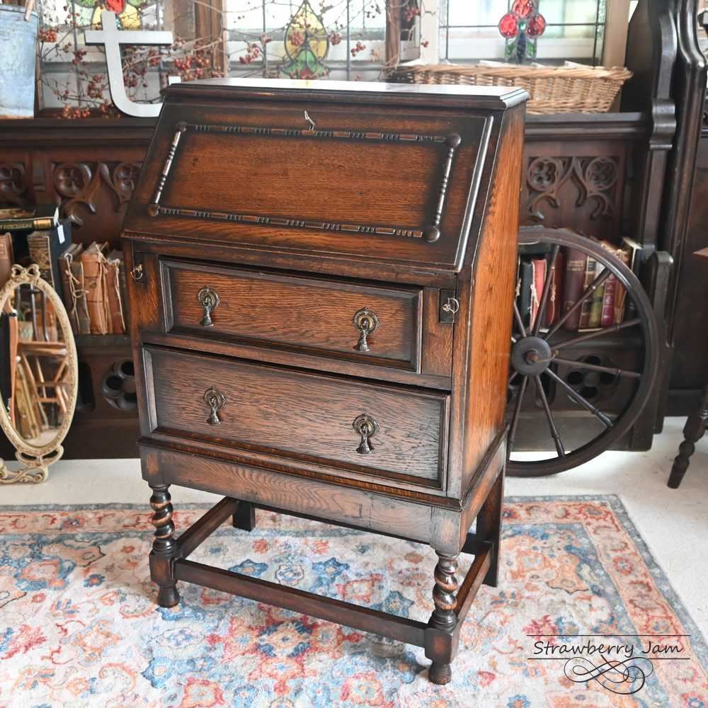 L3710-89 英国アンティーク オーク ライティングビューロー デスク