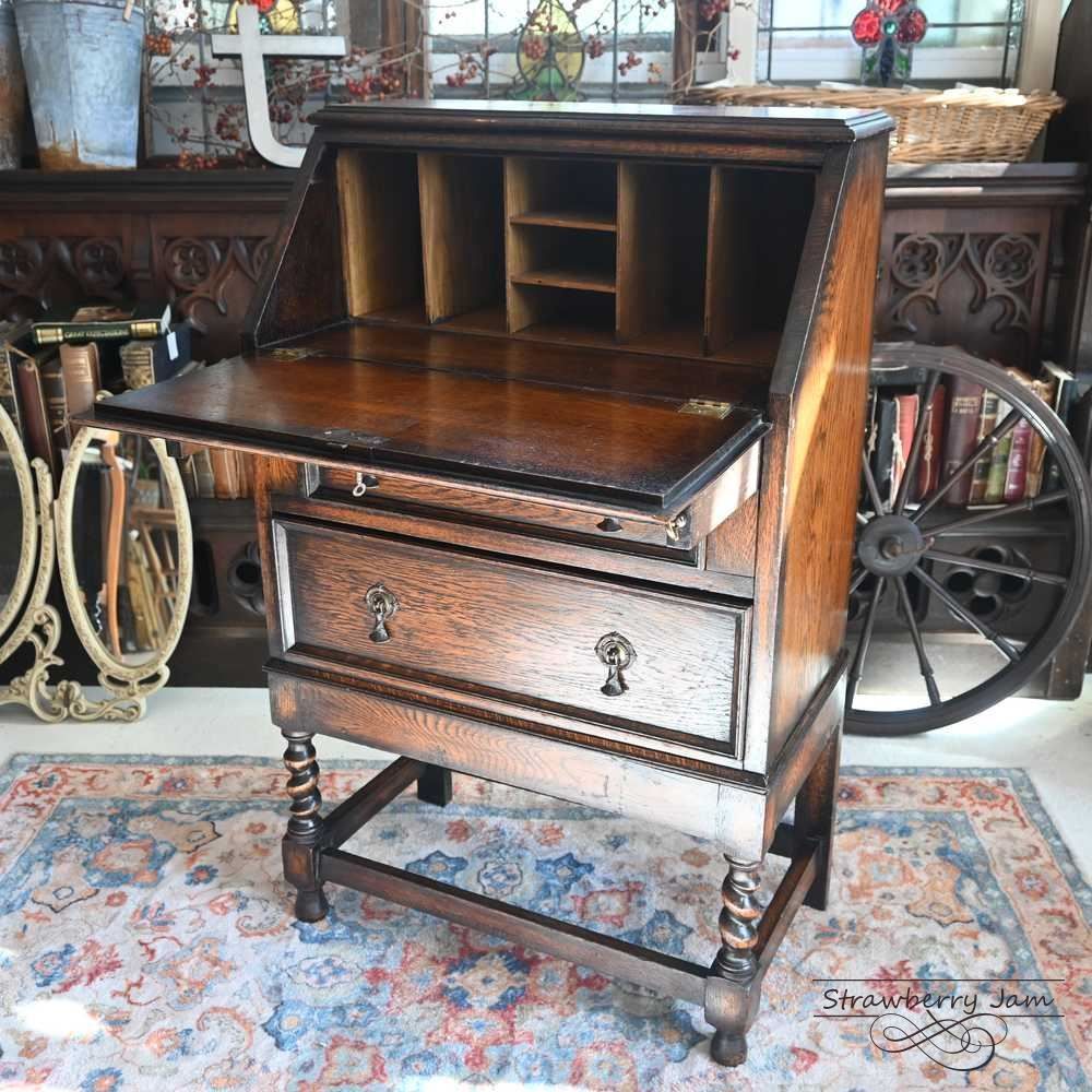 L3710-89 英国アンティーク オーク ライティングビューロー デスク