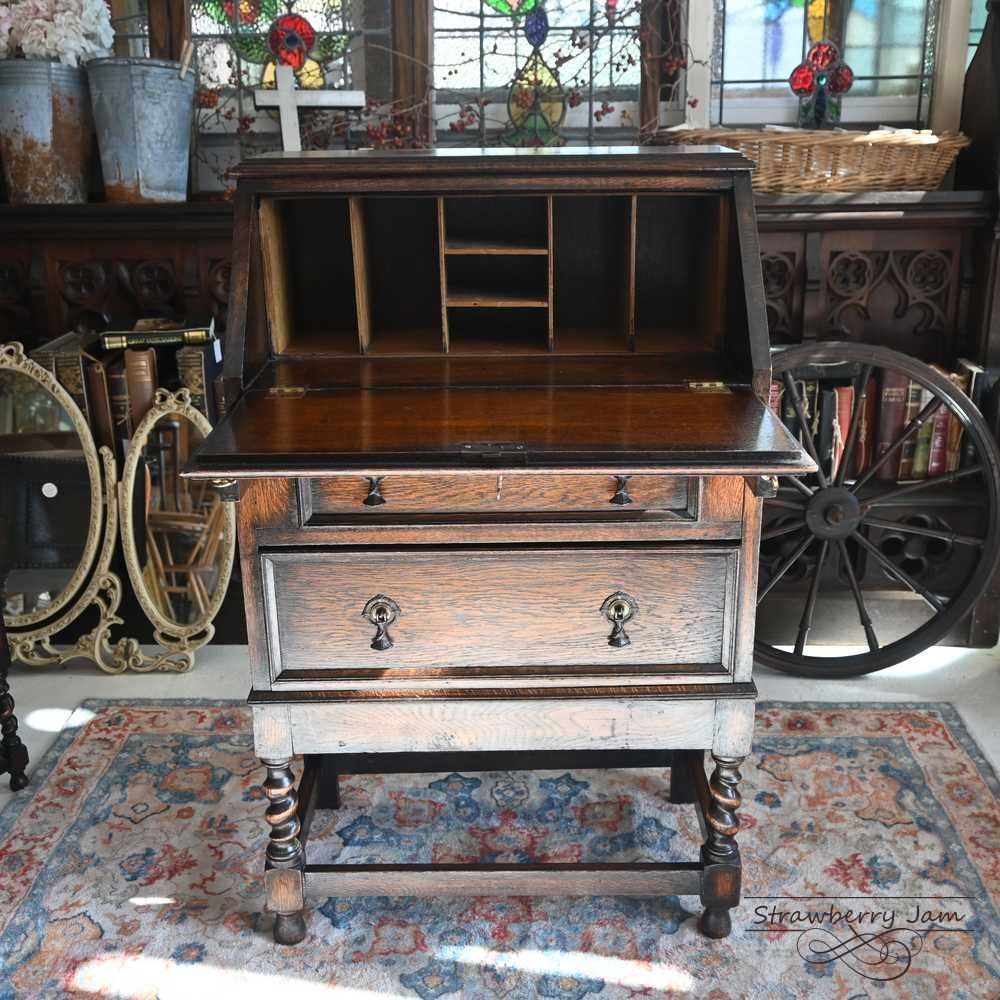 英国アンティーク木製ライティングビューロー/勉強机デスク/テーブル(89-71) ライティングデスク ライティングビューロー 80 デスク 机 勉強机 国産