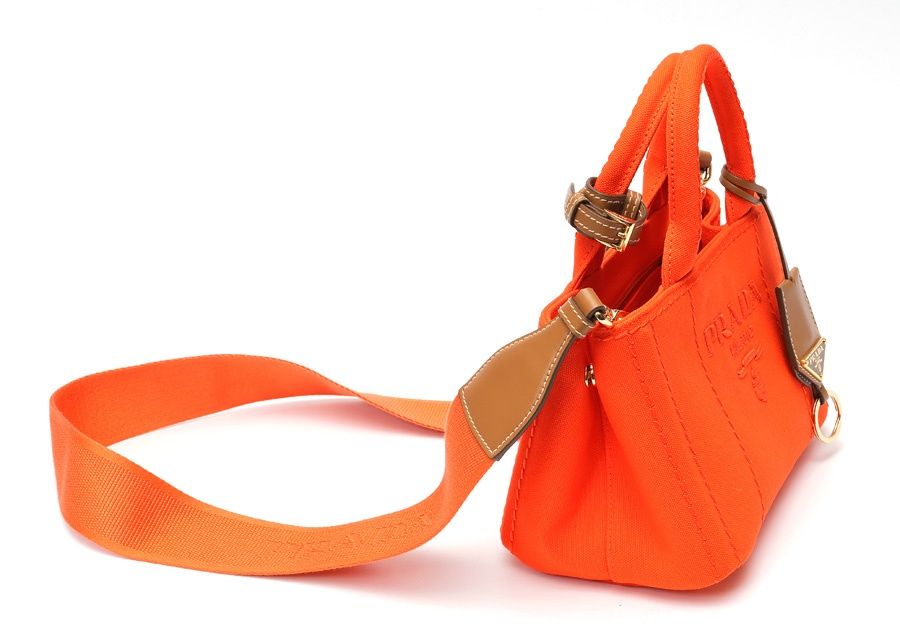 プラダ | PRADA ジャルディニエール ミニハンドバッグ カナパ トートバッグ 1 BA 038 コットンキャンバス オレンジ ♥ 商品番号 B-159860 モノトーン レイヤード風
