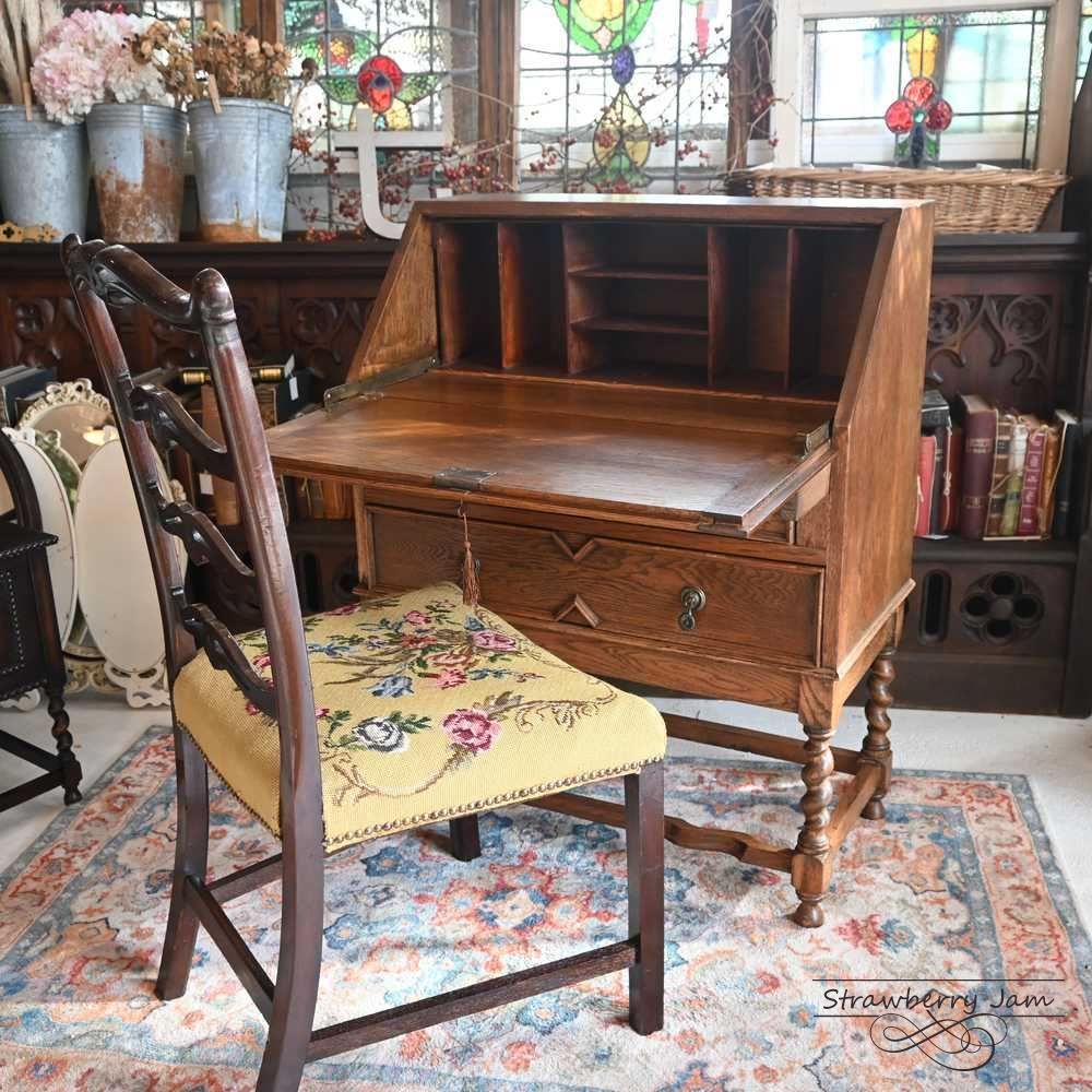 L3710-24 英国アンティーク オーク ライティングビューロ デスク 勉強机 L3710-24 英国アンティーク オーク ライティングビューロー デスク