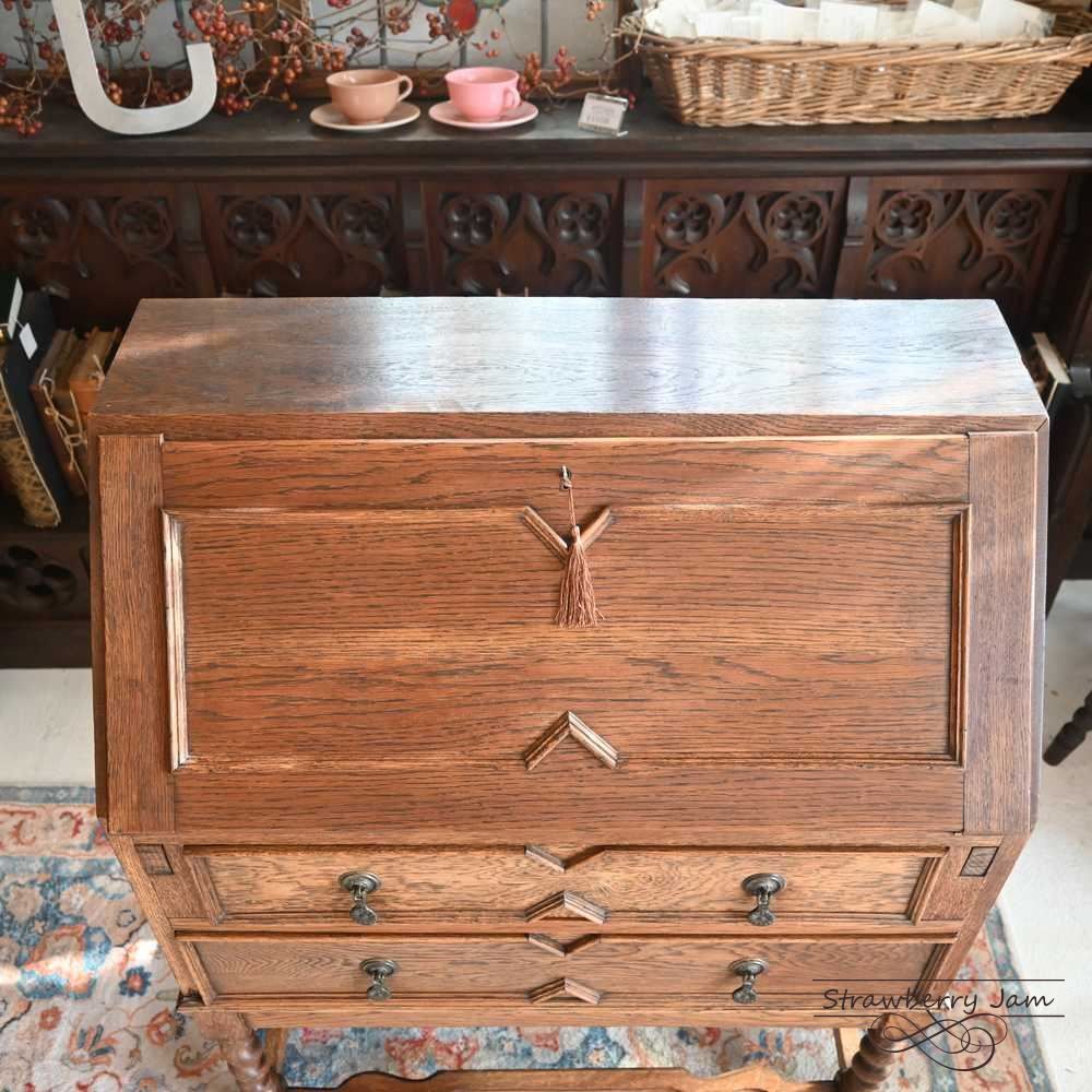 L3710-24 英国アンティーク オーク ライティングビューロー デスク