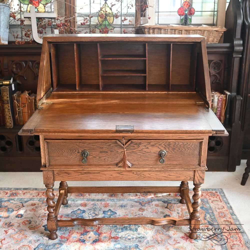 L3710-24 英国アンティーク オーク ライティングビューロー デスク