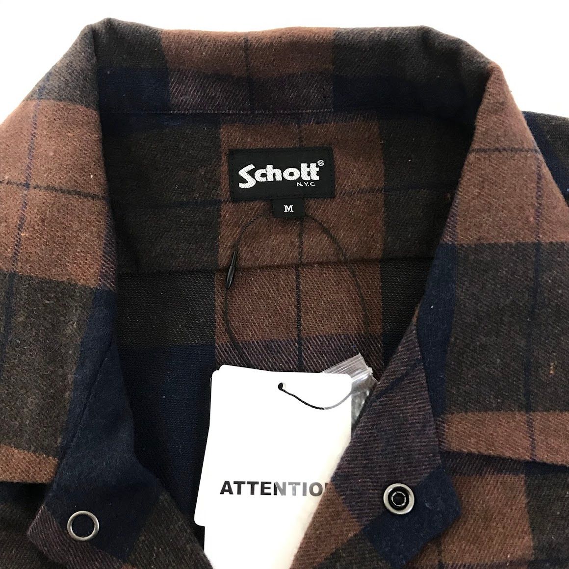 schott ショット 長袖シャツ チェック柄 782 5220008 ブラウン サイズ M 101 その他 トップス メンズ