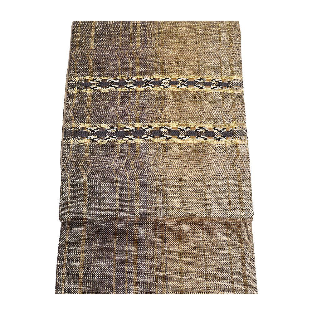 ひなや謹製 西陣織袋帯 正絹 金 紫 緑 縞暈し 縦縞 刺繍 横縞 Lサイズ F 8492 ♥品 レディース シルク ギフト フォーマル