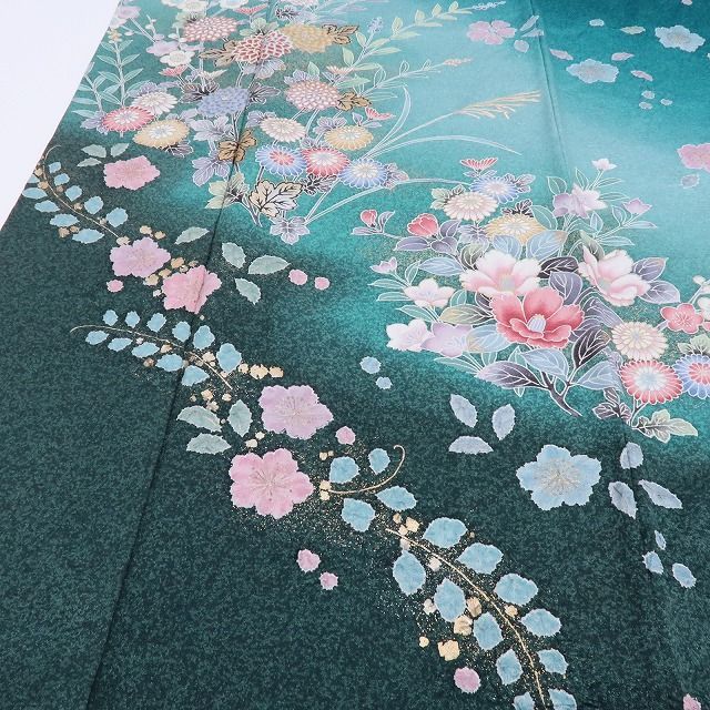 百華❀Y4326◇絞り 手縫い仕立て 菊 梅 桜 椿 正絹 訪問着 着物 単品