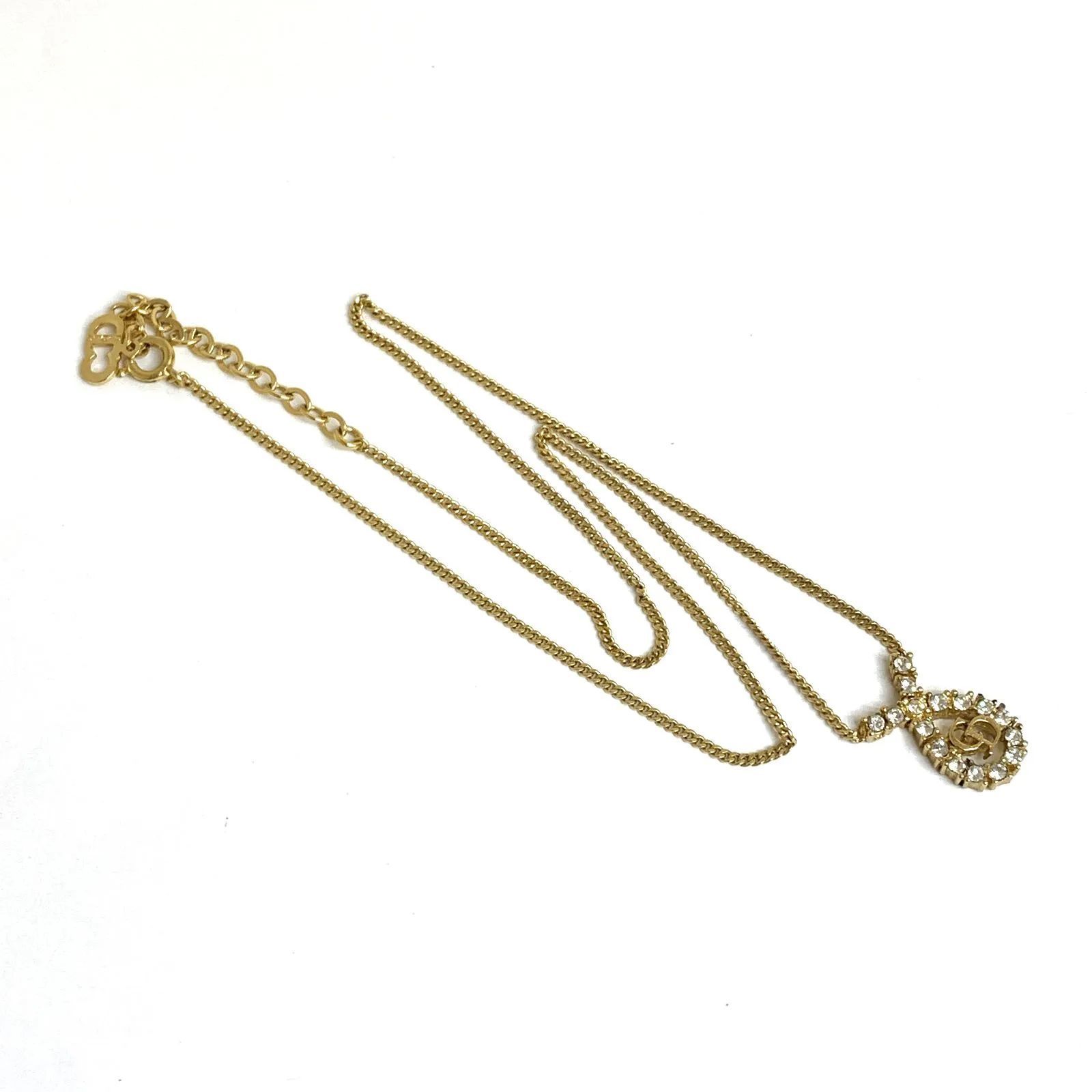 中古品】Christian Dior リボンモチーフ CDロゴ ネックレス