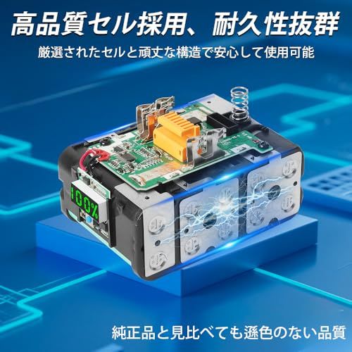 迅速に発送 Waitley マキタ18 V バッテリー互換 6 0 Ah セット 確実にカットオフ機能 過電流保護 過放電防止機能など多重回路保護機能が搭載 デジタル％残量指示付 大容量電池 6000 mAh BL 1860 B 最新セル採用 高 388 d 5879