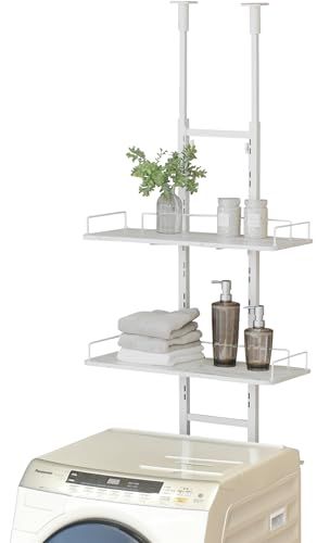 迅速に発送 ekans エカンズ 棚付きランドリーラック 棚2段 突っ張りタイプ LSH T 200 WD ホワイト 大理石 a 490 f 5 1