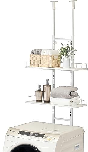 迅速に発送 ekans エカンズ 棚付きランドリーラック 棚2段 突っ張りタイプ LSH T 200 WA ホワイト ホワイトウッド ea 7464 a 1