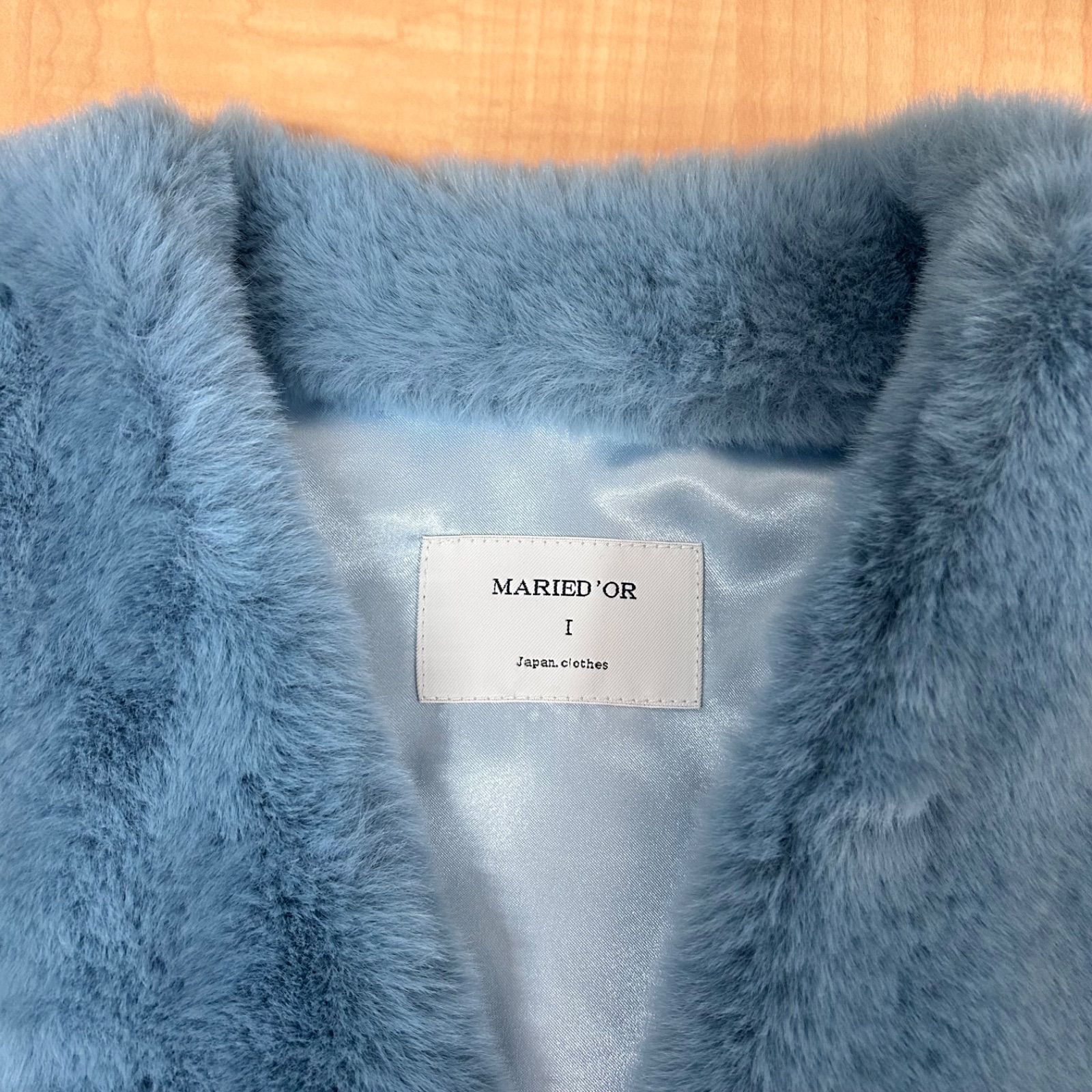 美品】 MARIED'OR マリードール 肉厚 ブルーグレー ファーベスト ジレ