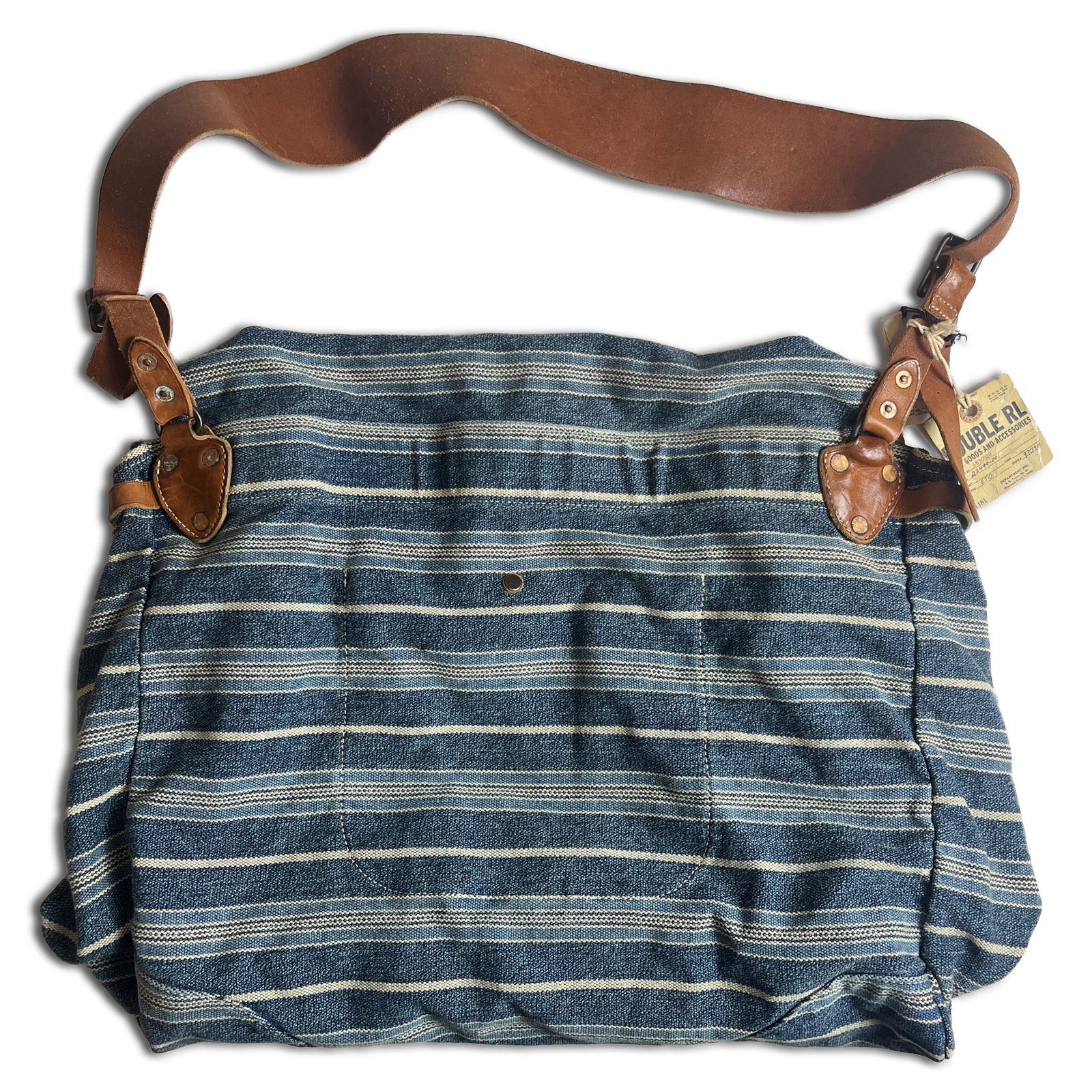 希少】RRL ネイティブボーダー メッセンジャーバッグ レザー ダブル