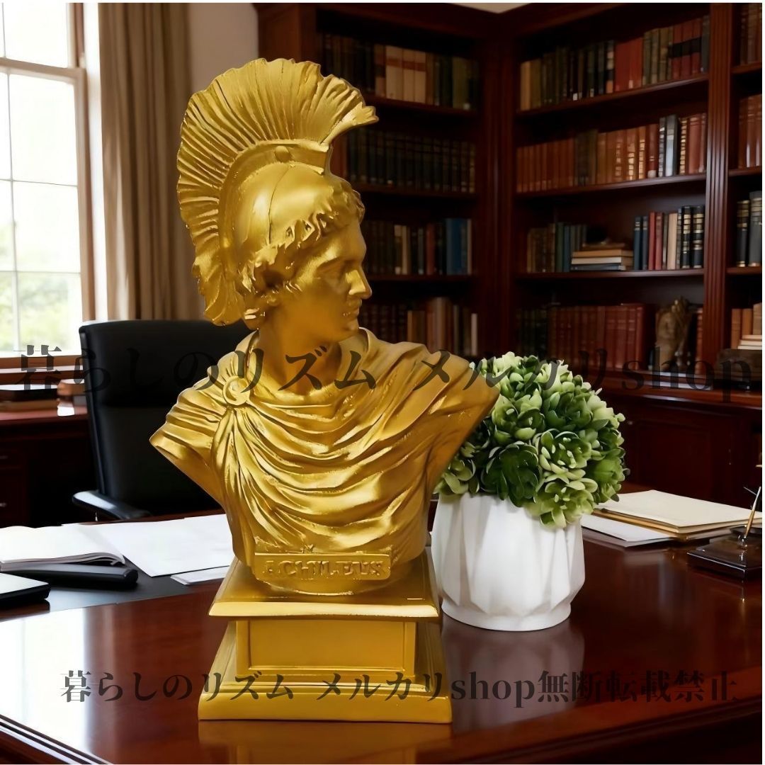 オブジェ 置物 レジン製 ローマ兵士彫刻像 クラシックゴールデンフィギュア デスクトップ 歴史的 インテリアデコレーション ホーム オフィス用 ローマ共和国 ローマ帝国 コレクションディスプレイピース 歴史愛好家 ギフト