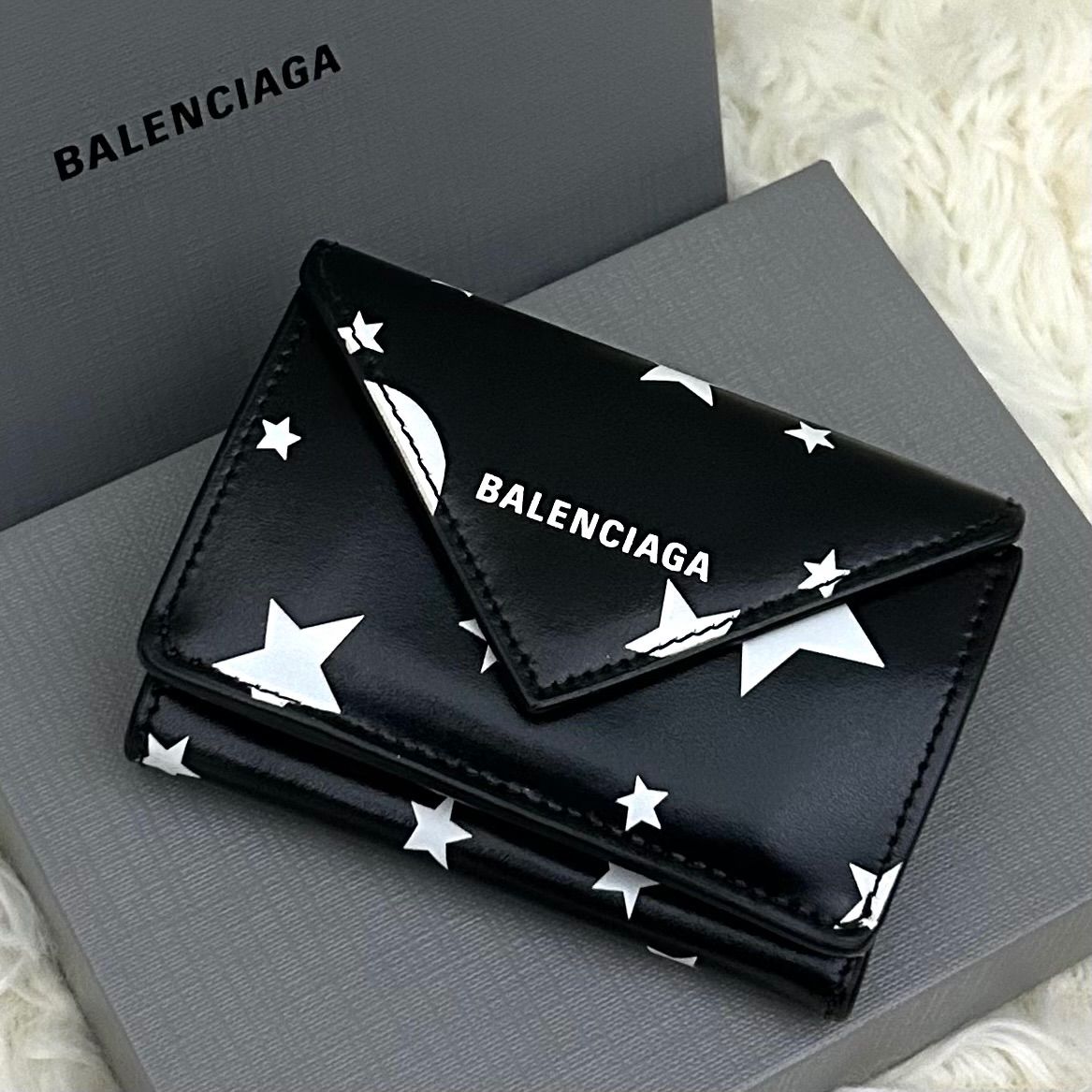 BALENCIAGA バレンシアガ 三つ折り財布 ミニウォレット ブラック ホワイト