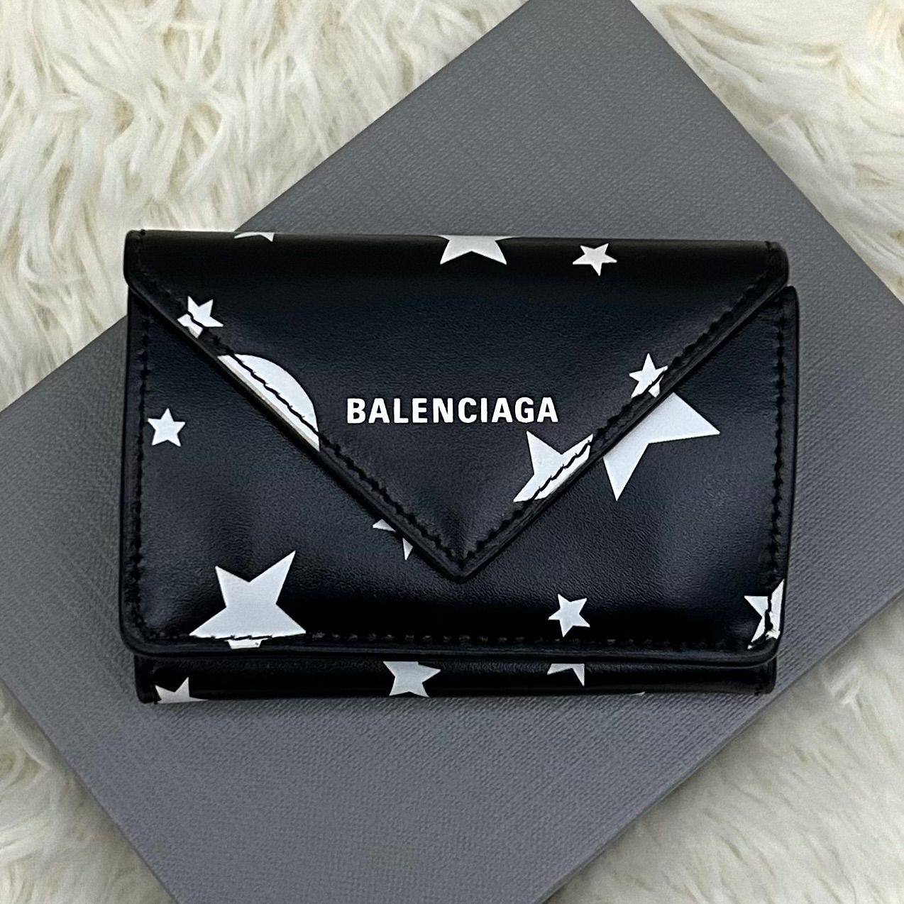 BALENCIAGA バレンシアガ 三つ折り財布 ミニウォレット ブラック ホワイト